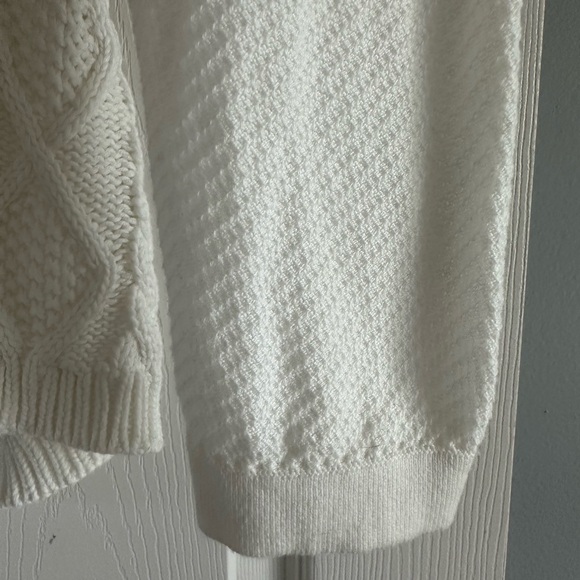 CAbi Cable Knit White Open Front Shawl Collar Cardigan, Small - Picture 4 of 8
